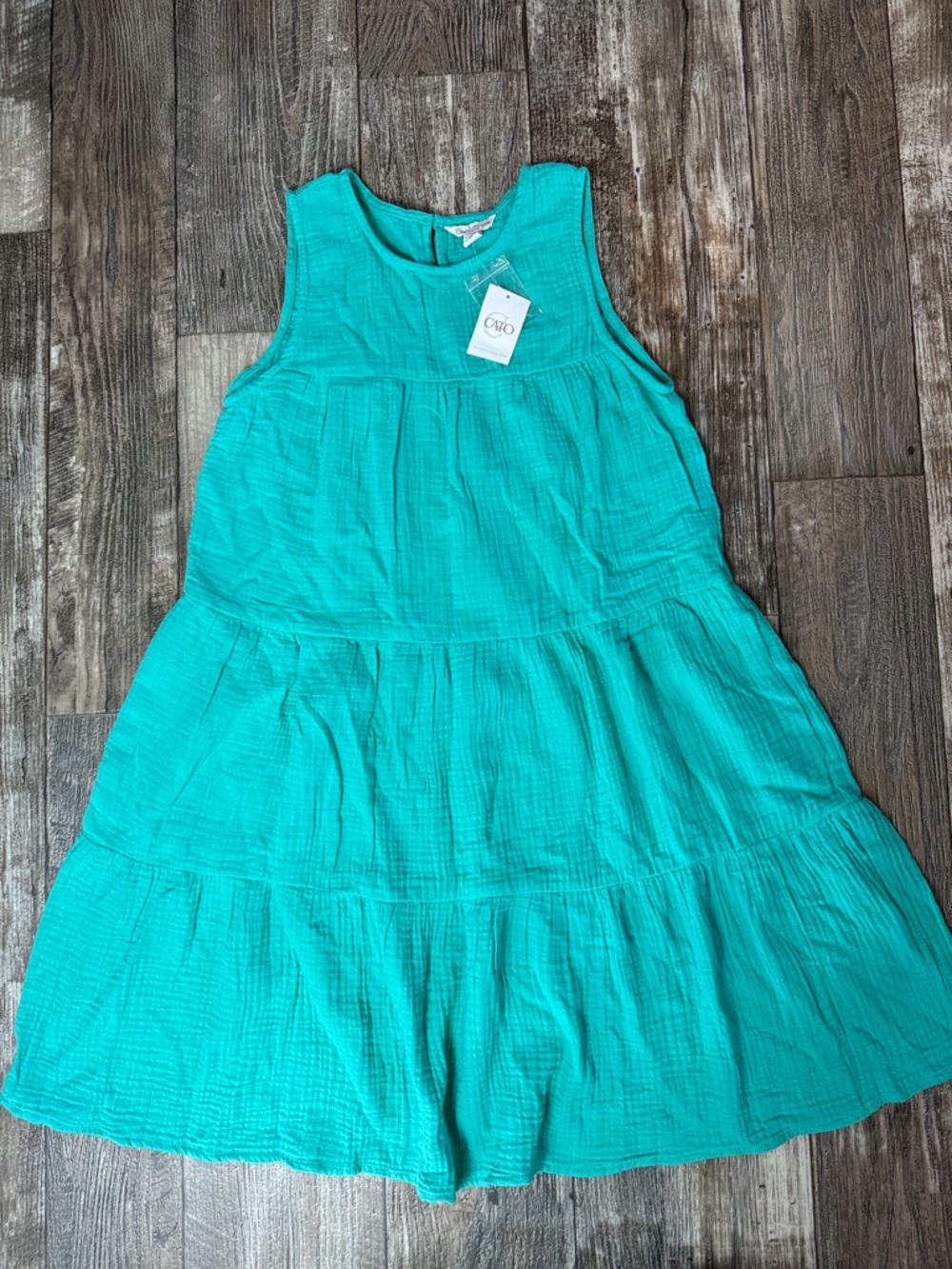 Charlotte by Cato Girls' Turquoise Tiered Cotton Sundress, Large 14-16
